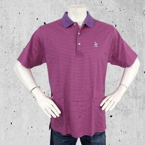 Peter Millar Golf Polo Size Large Pink & Purple Stripe